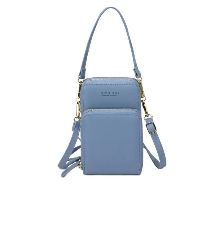 Three Layers Crossbody Phone Bag - Light Blue