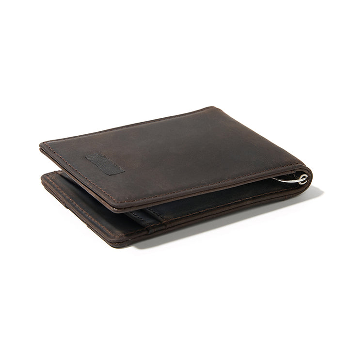 Men's Leather Minimalist Bifold Slim Wallet - Coffee