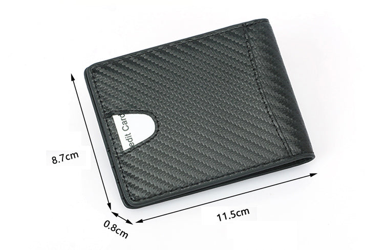 Men's Leather Fiber Pattern Wallet - Black