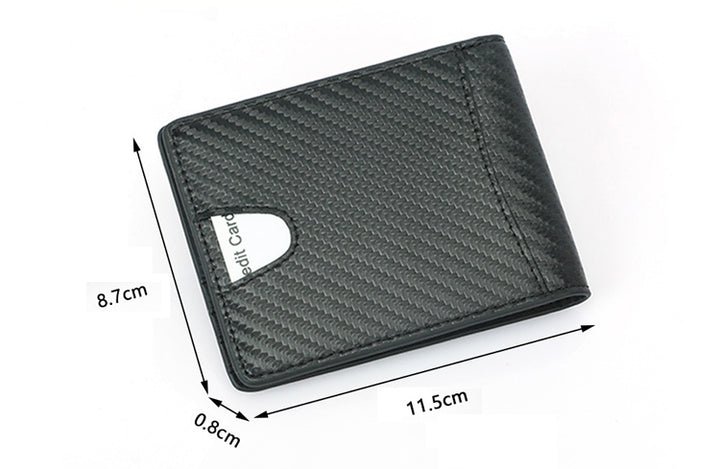 Men's Leather Fiber Pattern Wallet - Black