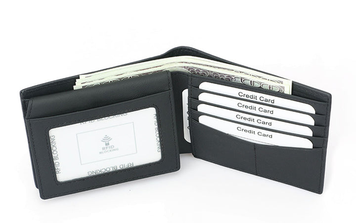 Men's Leather RFID Blocking Wallet - Blue