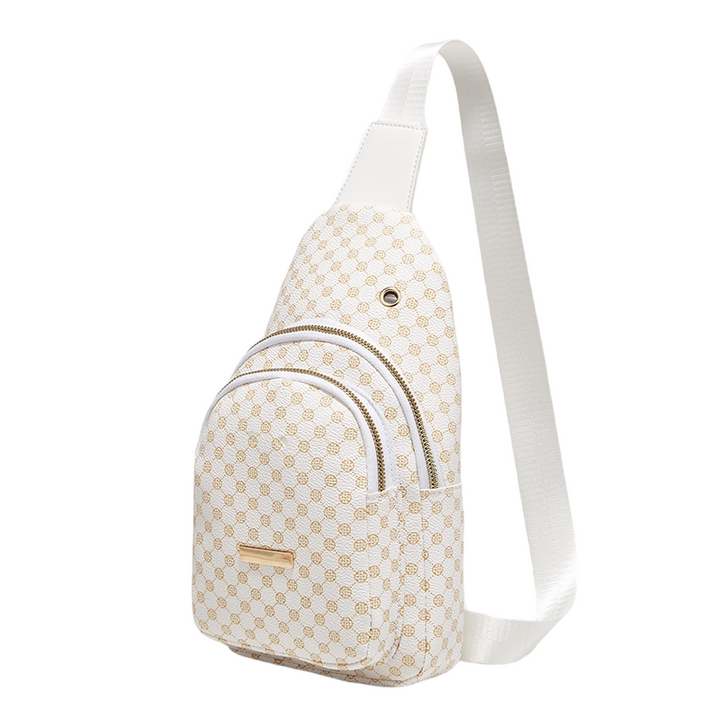 Multi Zipper Pattern Sling Bag - White