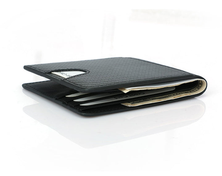 Men's Leather Fiber Pattern Wallet - Black