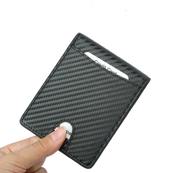 Men's Leather Fiber Pattern Wallet - Black