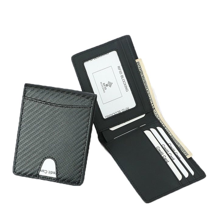 Men's Leather Fiber Pattern Wallet - Black