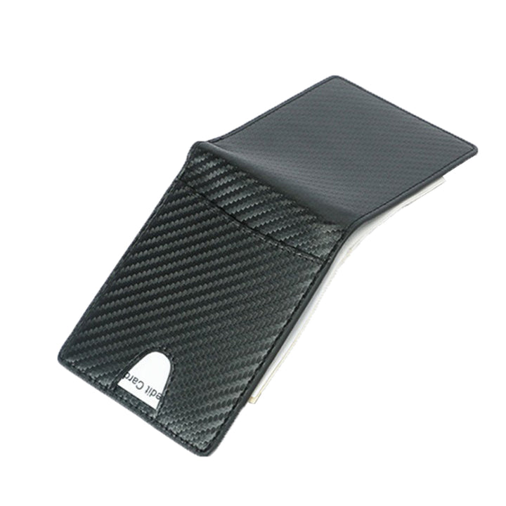 Men's Leather Fiber Pattern Wallet - Black