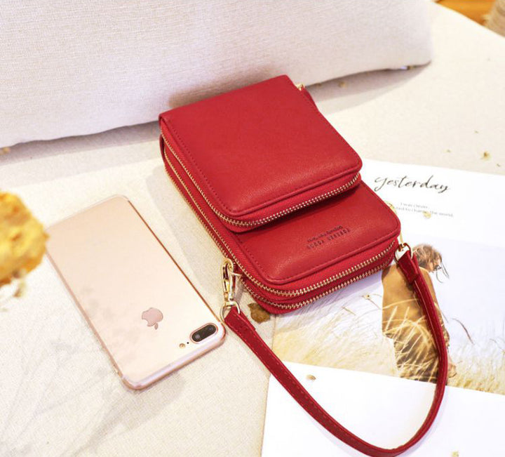 Three Layers Crossbody Phone Bag - Red