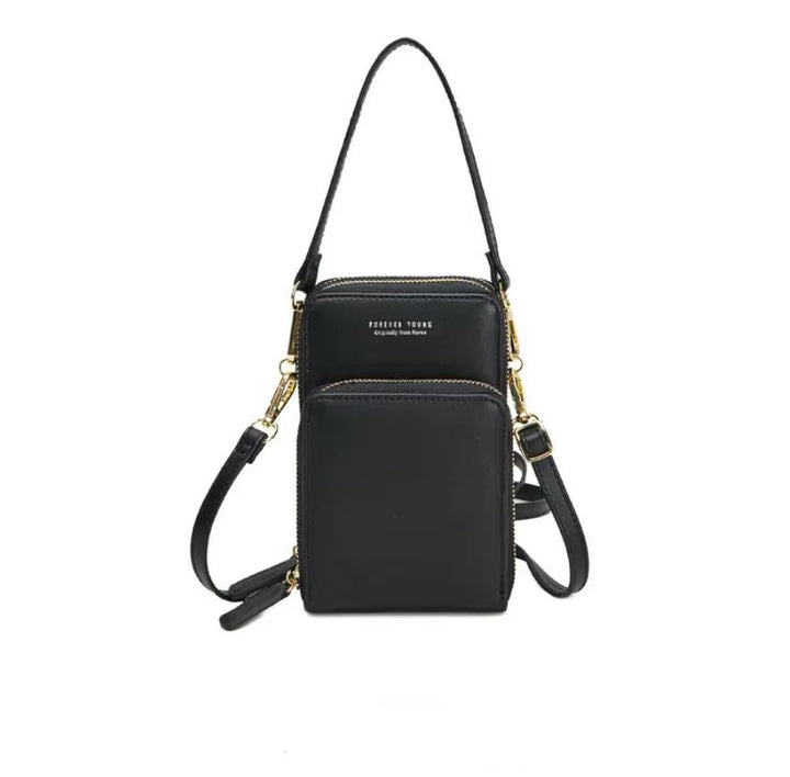Three Layers Crossbody Phone Bag - Black