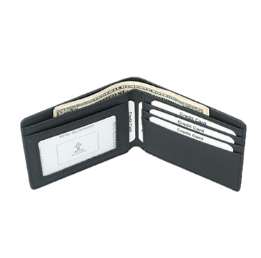 Men's Leather Fiber Pattern Wallet - Black